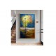 Quadro decorativo pintado a mão arvore e bicicleta medida 70x120 