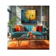 Quadro decorativo pintado a mão tema arvores e passarinhos estilo moderno 2a  60x60 