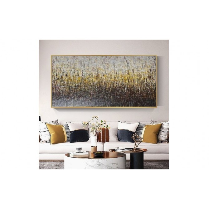 Quadro abstrato pintado a mão, marrom, amarelo  60x120 DMalbet