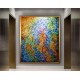 Quadro abstrato multicolorido pintado a mão, vertical 140x160 