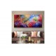 Quadro pintado a mão arvore e passarinhos fundo colorido ,medida 70x140 