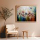 Quadro pintado a mão arvore e passarinhos medida 80x100 