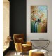 Quadro vertical  pintado a mão arvore e passarinhos medida 100x60 