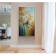 Quadro vertical  pintado a mão arvore e passarinhos medida 100x60 