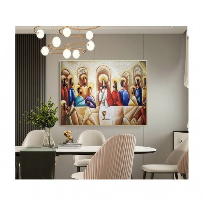 Quadro pintado a mão Santa ceia espatulada, para decoração medida 80x100 