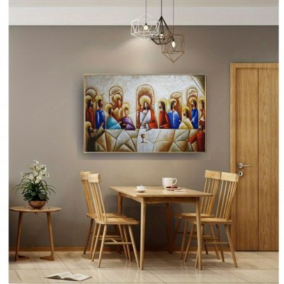 Quadro pintado a mão Santa ceia espatulada,para decoração medida 80x120 