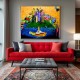 Quadro decorativo pintado a mão Submarino Amarelo Beatles por Katia Almeida 100x120 