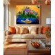Quadro decorativo pintado a mão Submarino Amarelo Beatles por Katia Almeida 100x120 