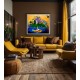 Quadro decorativo pintado a mão Submarino Amarelo Beatles por Katia Almeida 100x120 