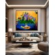 Quadro decorativo pintado a mão Submarino Amarelo Beatles por Katia Almeida 100x120 