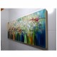 Quadro pintado a mão arvore e passarinhos medida 50x120 