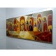 Quadro decorativo Santa ceia moderna pintada a mão tons terrosos medida 50X120 