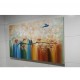 Quadro pintado a mão arvore e passarinhos medida 60x100 