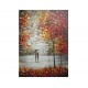 Quadro decorativo pintado a mão arvores e casal , vertical, medida  80x60 