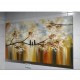 Quadro pintado a mão arvore e passarinhos fundo amarelo indiano medida 70x120 COD 1437