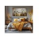 Quadro pintado a mão arvore e passarinhos fundo amarelo indiano medida 70x120 COD 1437