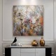 Quadro pintado a mão arvore e passarinhos fundo rosa antigo medida 60x60