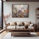 Quadro pintado a mão arvore e passarinhos fundo rosa antigo medida 60x80