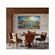 Quadro pintado a mão Santa ceia fundo abstrato artista Dmalbet medida 70x120