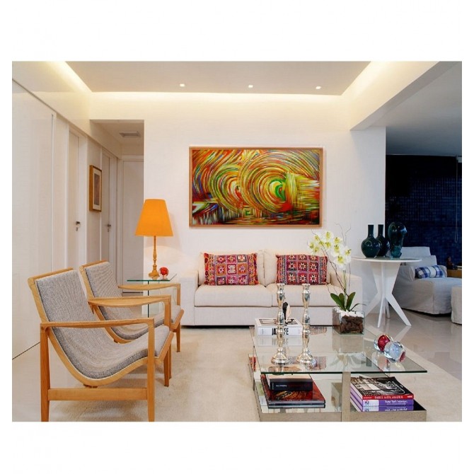 Quadro abstrato pinceladas multicores estilo A medida 80x120