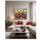 Quadro decorativo pintado a mão tema bike, ciclismo, bicicleta, abstrato,quadro original,medida  80x100 