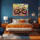 Quadro decorativo pintado a mão tema bike, ciclismo, bicicleta, abstrato,quadro original,medida  80x100 