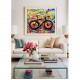 Quadro decorativo pintado a mão tema bike, ciclismo, bicicleta, abstrato,quadro original,medida  80x100 