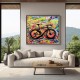 Quadro decorativo pintado a mão tema bike, ciclismo, bicicleta, abstrato,quadro original,medida  80x100 