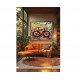 Quadro decorativo pintado a mão tema bike, ciclismo, bicicleta, abstrato,quadro original,medida  80x100 