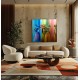 Quadro pintado a mão tema floristas, camponesas 110x110 