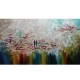 Quadro pintado a mão arvore e passarinhos medida 70x120 