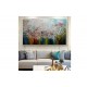Quadro pintado a mão arvore e passarinhos medida 70x120 