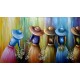 Quadro pintado a mão tema floristas, camponesas  70x120 