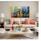 Quadro pintado a mão tema floristas, camponesas  70x120 