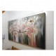 Quadro pintado a mão arvore e passarinhos medida 80x150 