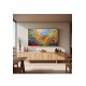 Quadro abstrato multicolorido pintado a mão 70x120