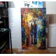 Quadro decorativo pintado a mão paisagem casal vertical medida 80x120