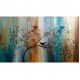Quadro decorativo pintado a mão tema arvores e passarinhos estilo moderno 3a  80x120 