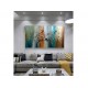 Quadro decorativo pintado a mão tema arvores e passarinhos estilo moderno 3a  80x120 