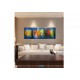 Quadro decorativo pintado a mão peixes 2b medida 40x120 