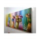 Quadro pintado a mão tema floristas, camponesas  80x150 