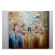 Quadro pintado a mão arvore e passarinhos medida 90x100 