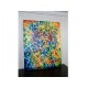 Quadro abstrato multicolorido pintado a mão, vertical , original,110x140 
