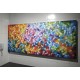 Quadro abstrato multicolorido pintado a mão 80x180 