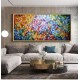 Quadro abstrato multicolorido pintado a mão 80x180 