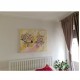 Quadro decorativo pintado a mão tema arvores e passarinhos estilo moderno 2a  funco clarinho 80x100  