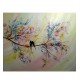Quadro decorativo pintado a mão tema arvores e passarinhos estilo moderno 2a  funco clarinho 80x100  