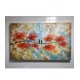 Quadro pintado a mão arvore e passarinhos flores vermelhas ,medida 60x100 