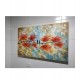 Quadro pintado a mão arvore e passarinhos flores vermelhas ,medida 60x100 