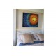 Quadro decorativo pintado a mão tema arvores e passarinhos estilo moderno 2a  80x100 